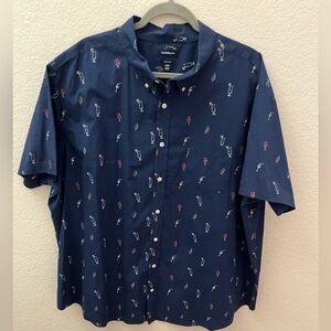 Croft & Barrow Navy Blue Patterned Casual Shirt